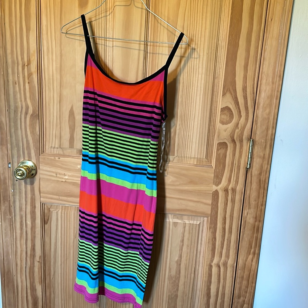 Multi colored striped bodycon dress